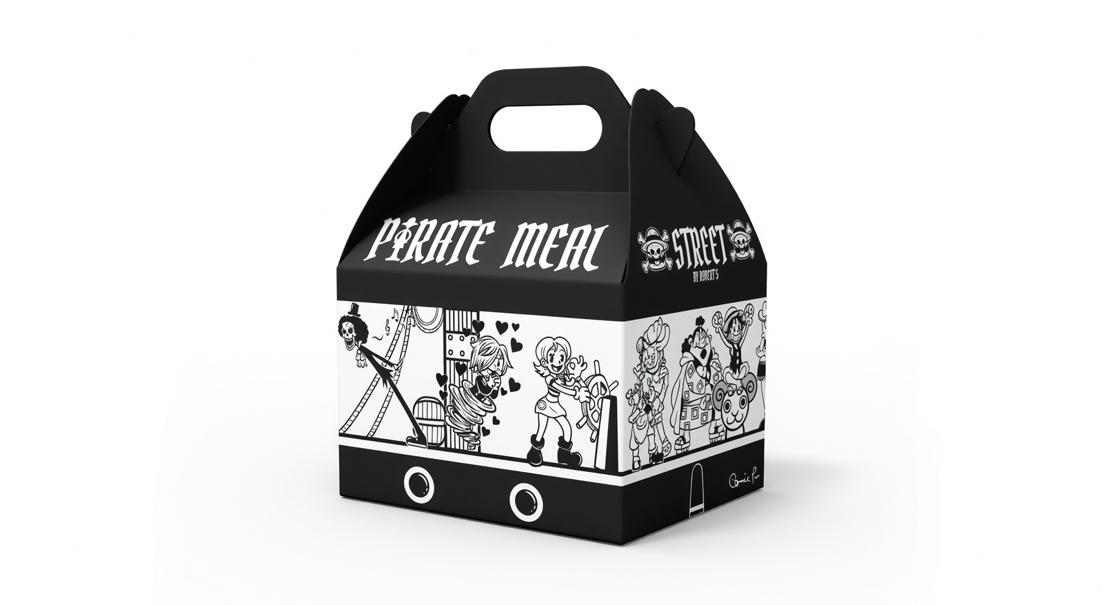 Packaging Pirate Meal de Street by Roberts en blanco y negro estilo manga